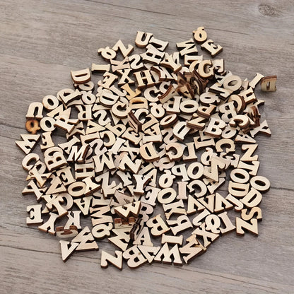 100Pcs Mixed Wooden A Z Letters  Wooden Numbers Letters Wood Letters for DIY Craft Wedding Party Home Decoration(English Letter)