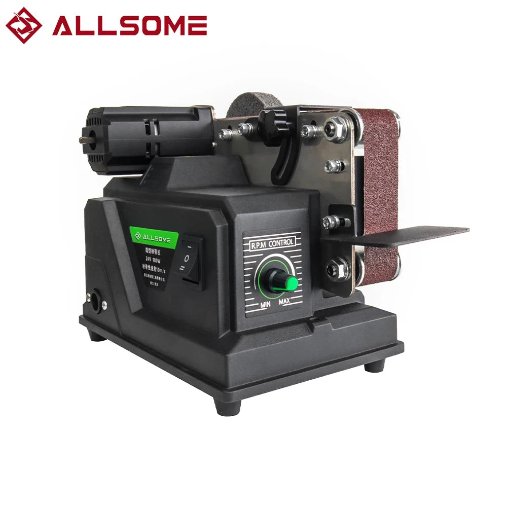 Allsome 180W Electric Sander,Mini Belt Sander with 10pcs 533*30mm Sanding Belts Compatible with Makita 18V battery and AC 220V