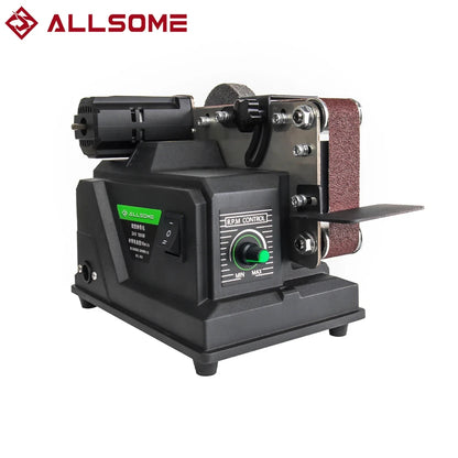 Allsome 180W Electric Sander,Mini Belt Sander with 10pcs 533*30mm Sanding Belts Compatible with Makita 18V battery and AC 220V