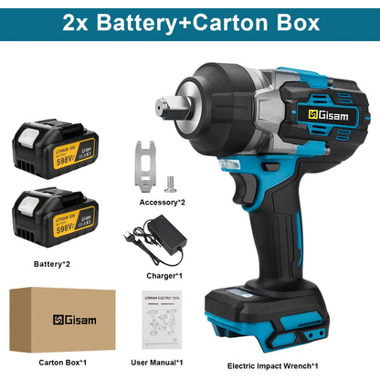 Gisam 2800N.M Brushless Electric Wrench 1/2 Inch Cordless Impact Wrench Electirc Screwdriver Drill For Makita 18V Battery Pin