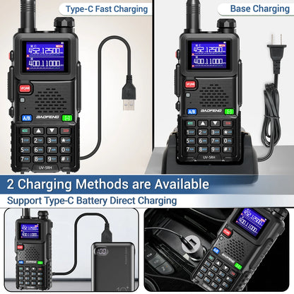 Baofeng UV 5RH 10W Full Bands Walkie Talkie Wirless Copy Frequency Type-C Charger Upgraded UV 5R Transceiver Ham Two Way Radio