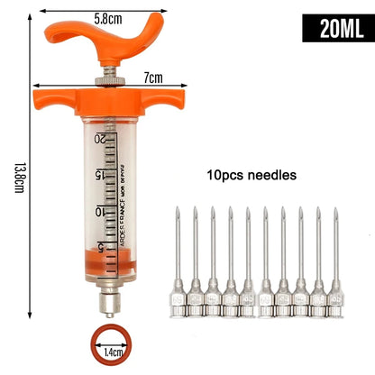 10/30/50ML Animal Syringe Plastic Veterinary Syringe With Needle Bird Feeding Rearing Poultry Syringe Small Pet Medicine Feeder