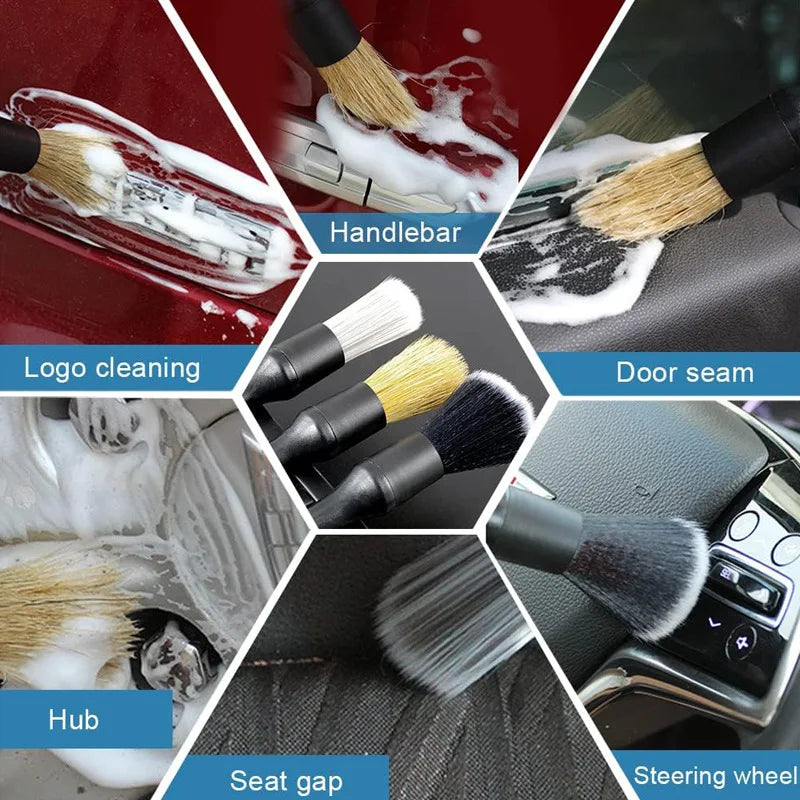 Car Detailing Brushes Kit Automotive Interior Dust Washing Brush Vehicle Microfiber Sweeping Brush Car Wheel Hole Cleaning Tools