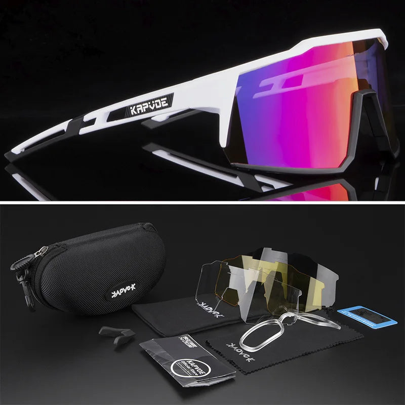 4 Lens Men Women Cycling Glasses Polarized Sport MTB Road Bike Goggles UV400 Bicycle Eyewear Fishing Running Driving Sunglasses