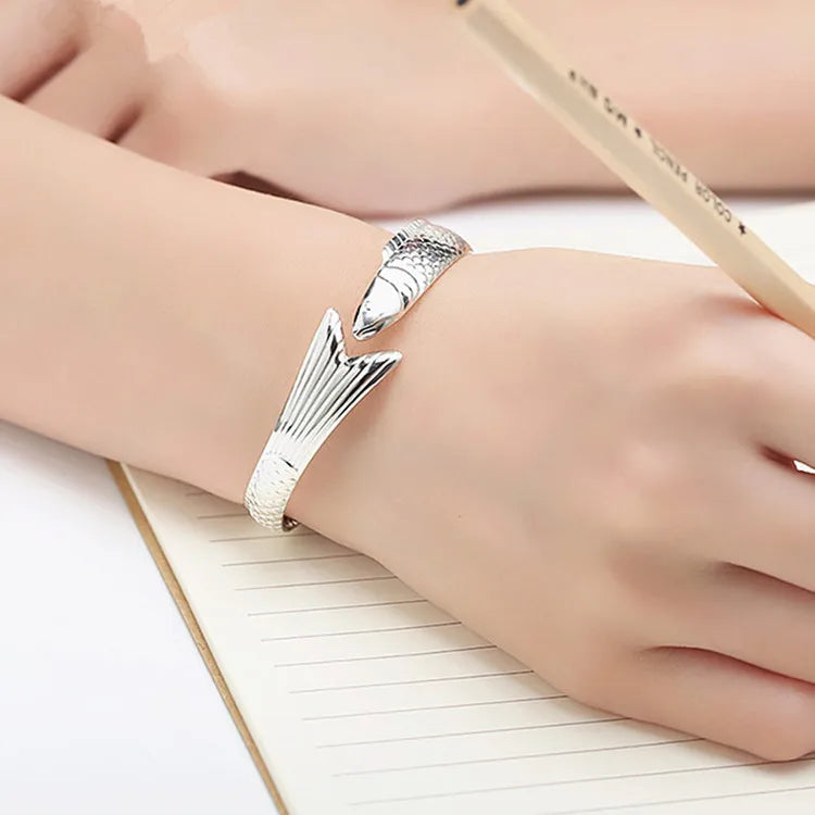 New Creative Fashion Personality Lucky Fortune Transfer Dragon Bracelets 925 Sterling Silver Jewelry Fish Bangles TYB110