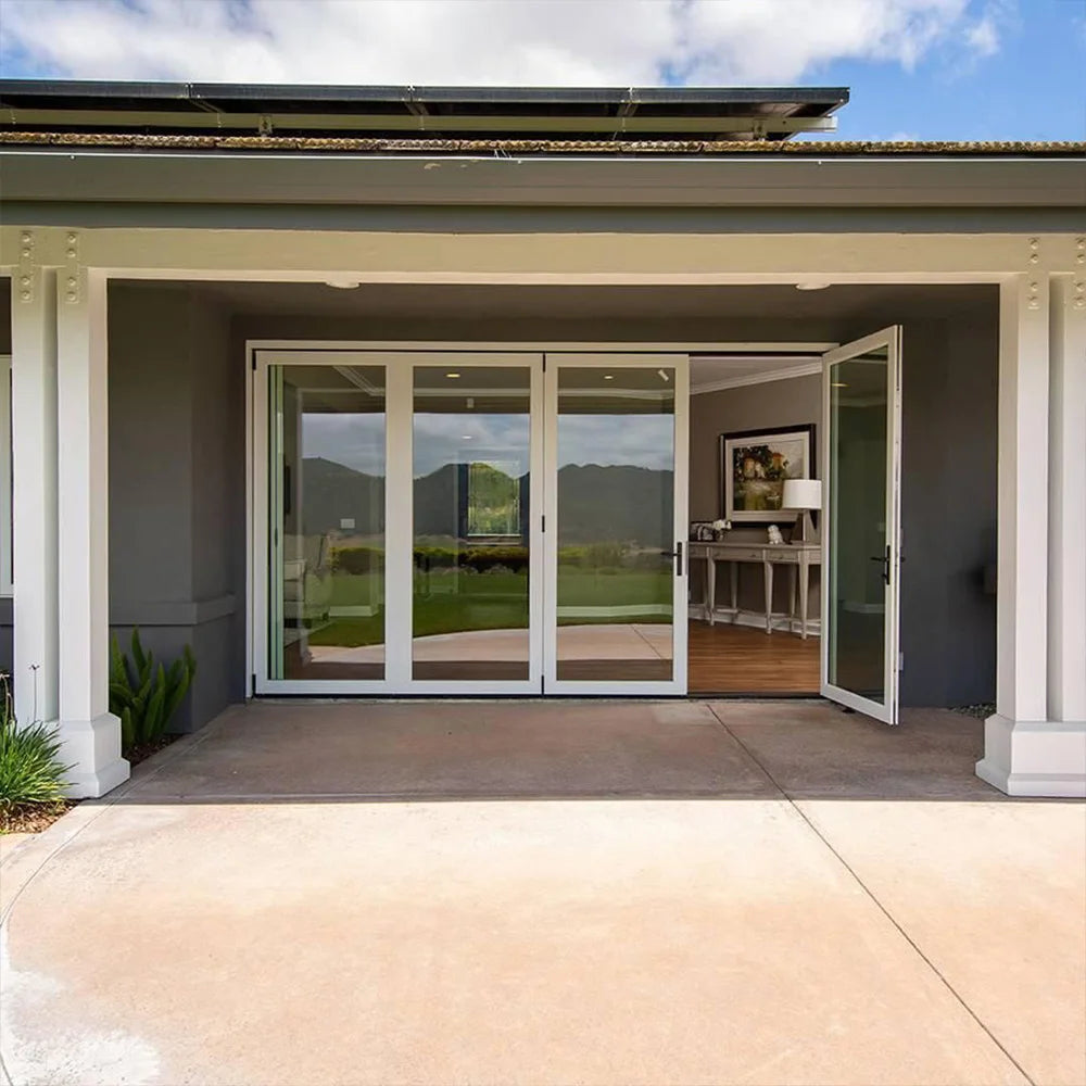 Sixinalu Folding Door Thermal Break Aluminum Profile Alloy Frame Sliding Accordion Door Custom Double-glazed Tempered Glass