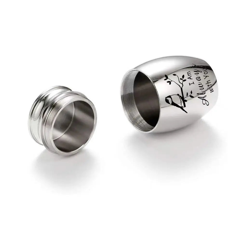 L27 Mini Stainless Steel Pet Cremation Urn Bird Branch Ashes Keepsake Memorial Container for Dog Cat Loss Remembrance Gift