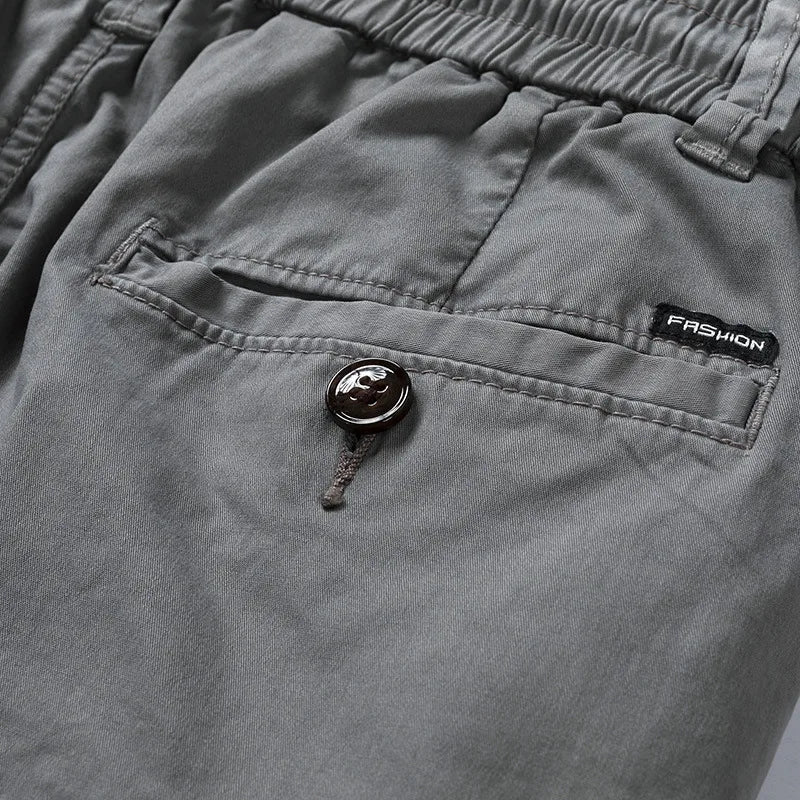 New Summer Men Cotton Multi pockets Cargo Shorts Jogger Loose Pants Man Casual Tooling Shorts Quality Male Shorts Pants NO Belts