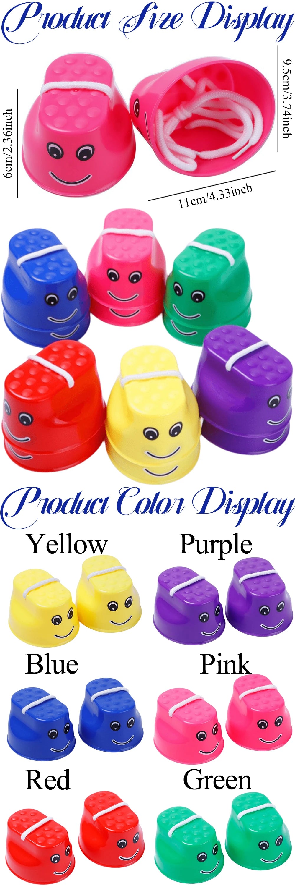 Colorful Smile Face Stilt Balance Training Walk Steppers Parent-Child Outdoor Exercise Educational Interactive Activity Prop ZYF