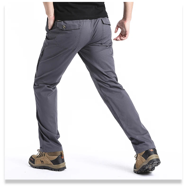 High Quality Men's Cotton Cargo Pants Casual Multiple Pocket Tacitcal Pants Spring Autumn Outdoor Camping Hiking Work Pants