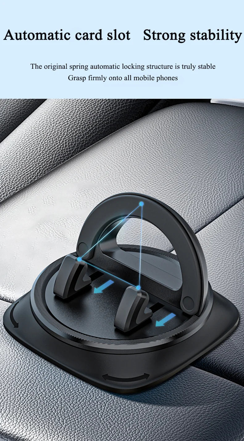 Dashboard Car Phone Holder 360° Rotation Universal Car Phone Mount With Non-Slip Silicone Replacement Tools For Smartphone