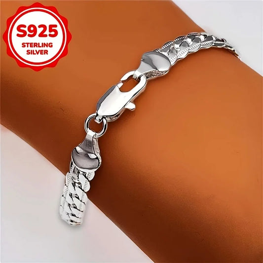 Hot cute 925 sterling Silver 5mm Cuban Chain Bracelet for women men lady men 20cm 8inch wedding party gift