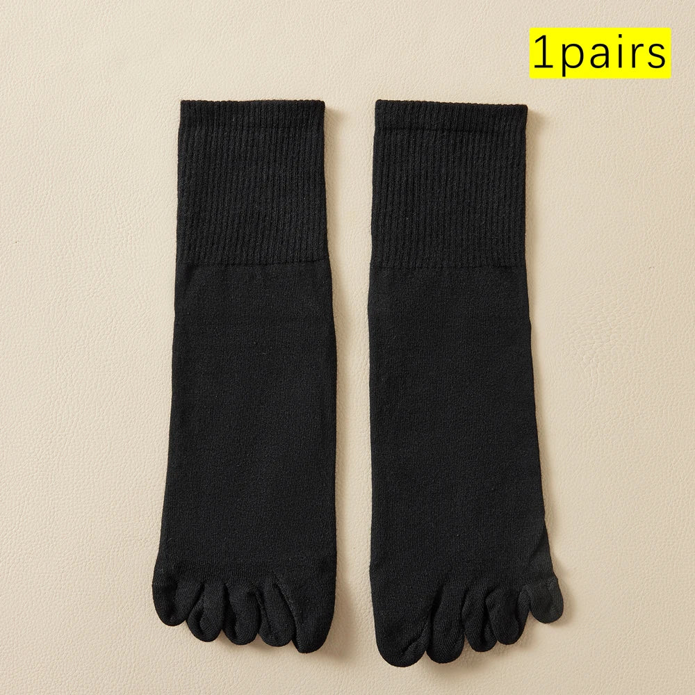 Hot Sale Men's Cotton Toe Socks Moisture-Wicking Odor Control Seamless Toe Design Long Crew Socks for Sports Daily Wear