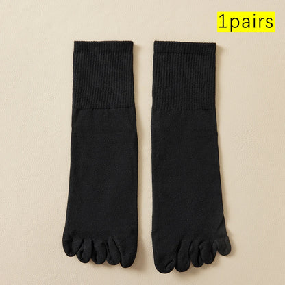 Hot Sale Men's Cotton Toe Socks Moisture-Wicking Odor Control Seamless Toe Design Long Crew Socks for Sports Daily Wear