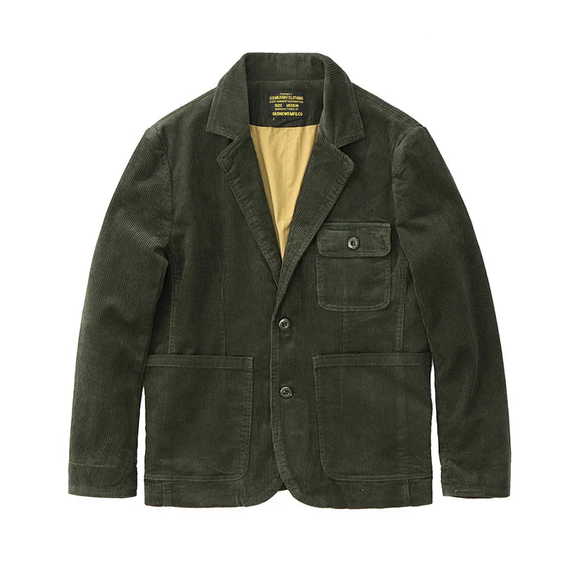 Heavyweight corduroy casual blazer for men American retro Ame Kaji loose jacket