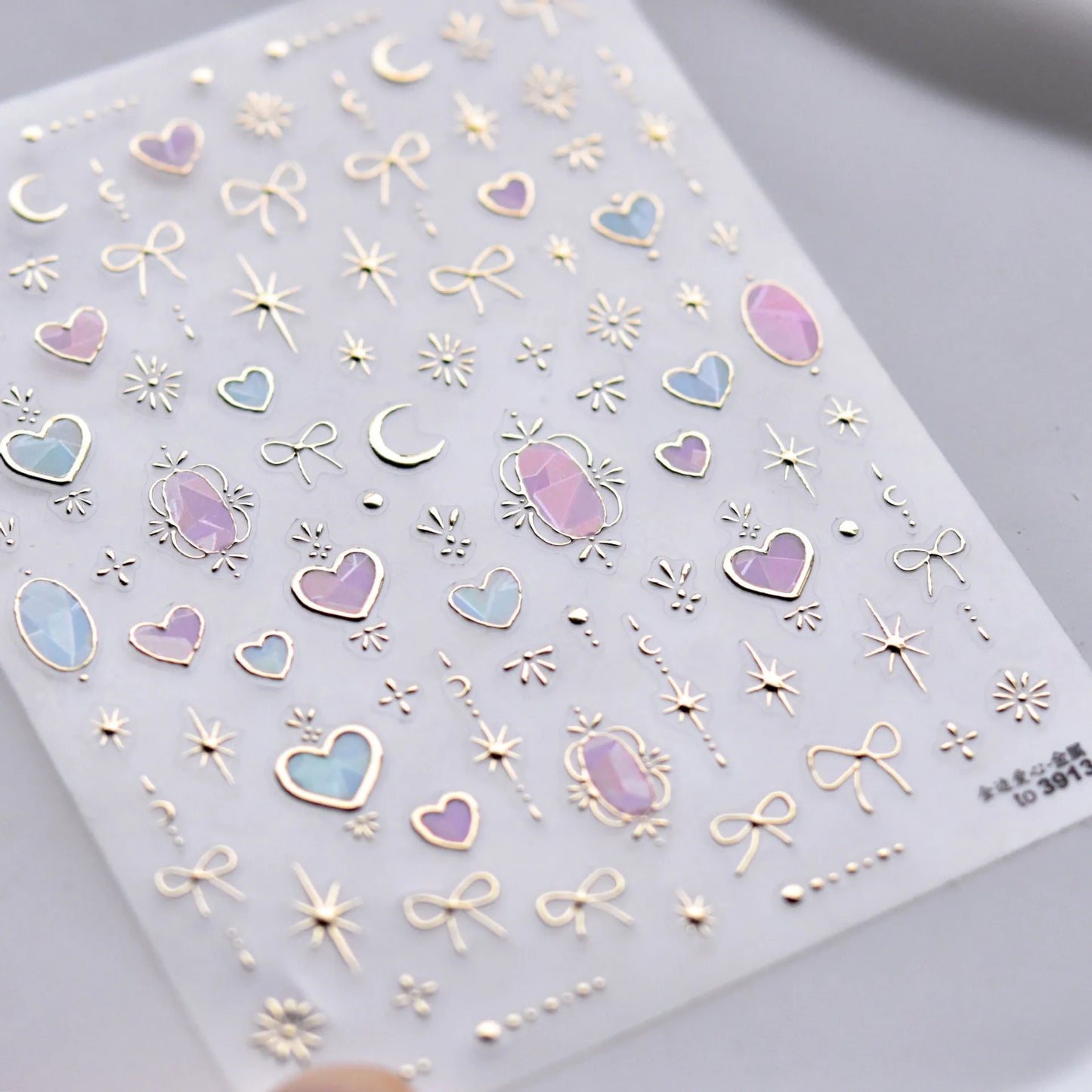 Gold Totem Red Heart Nail Art Stickers Aurora Holographic Star Moon Butterfly 5D Self Adhesive Nail Art RhinestoneS Stickers DIY