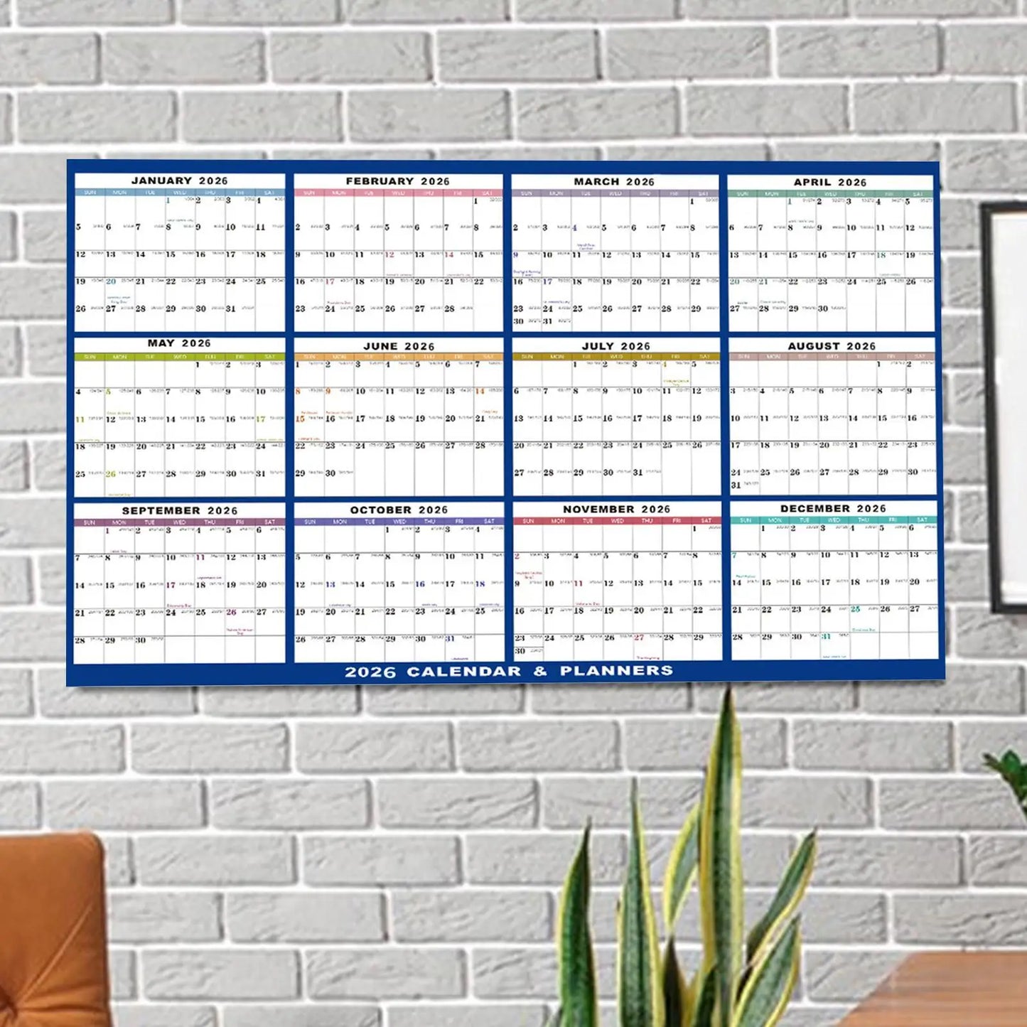 Large Dry Erase Calendar for Wall 2026 Wall Calendar 12 Month 24 X 36 Inch Yearly Schedule Organizer for Indoor Home Fridge