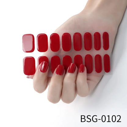 16/18/20Tips Semi-Cured Gel Nail Strips Adhesive Full Cover Stickers for Nails UV Lamp Need Press On Nails Fashion Manicure
