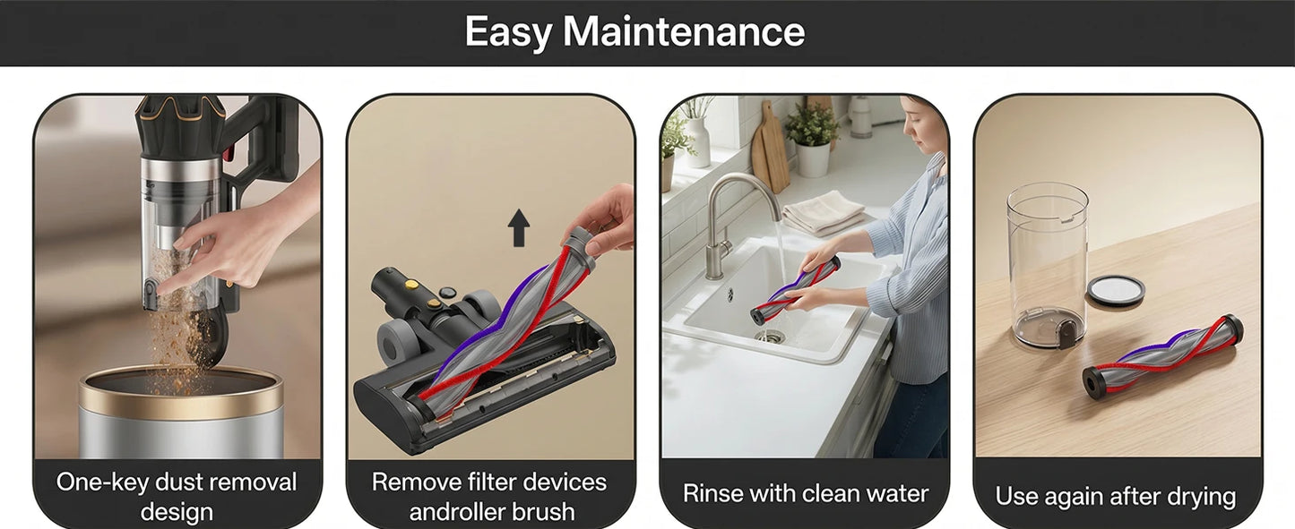 COTIAR V30 PRO 75kPa 800W Cordless Vacuum Cleaner Strong Suction 95 Mins Runtime Handheld Home Appliance Portable Removable Battery