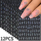 12pcs/set 3D Shiny Leaf Flower Nail Art Sticker Laer Gold Bronzing Leaves Nail Decals 8*10cm Self-Adhesive Nail Art Supplies e5#
