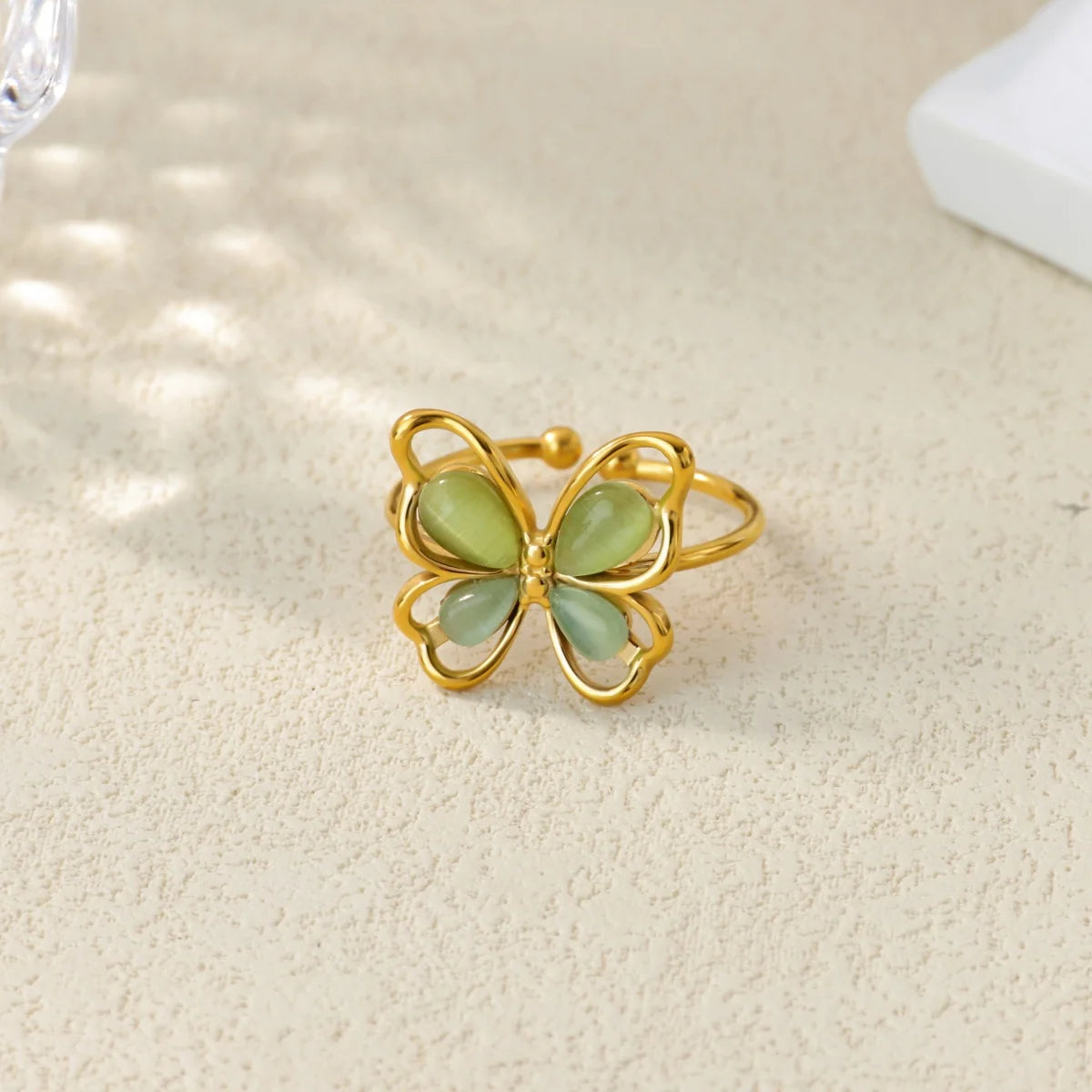 Cute Butterfly Rings For Women Gold Color Stainless Steel Geometric Opening Butterfly Ring Aesthetic Wedding Christmas Jewelry