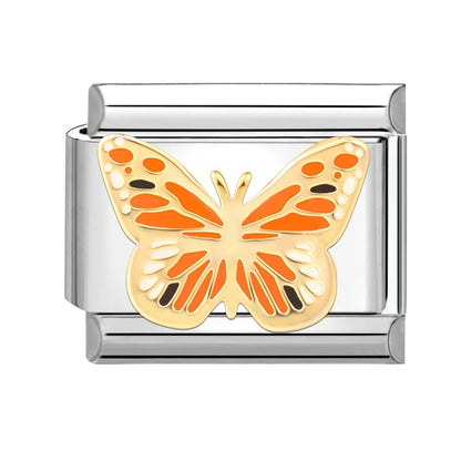 Fashion Drip Glaze Blue Eyes Colorful Butterfly Italian Charm Links Fit 9mm Stainless Steel Bracelet Jewelry DIY Making Beads