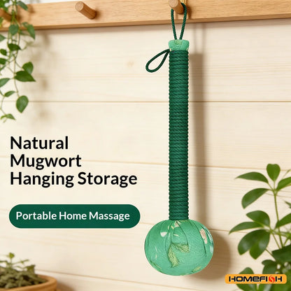 Long-Handled Wormwood Massage Hammer for Lymphatic Drainage, Manual Full Body & Back Massage Tool, Nylon Material