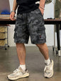 Men's Straight Cargo Shorts Lightweight Breathable Solid Color Drawstring Waist with Zipper Pockets Casual Summer Short Pants