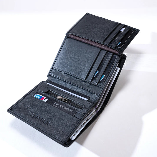Mens Wallet Genuine Leather RFID Blocking Vintage Vertical Short Credit Card Holder Coin Purse Money Bag Slim Travel Gift