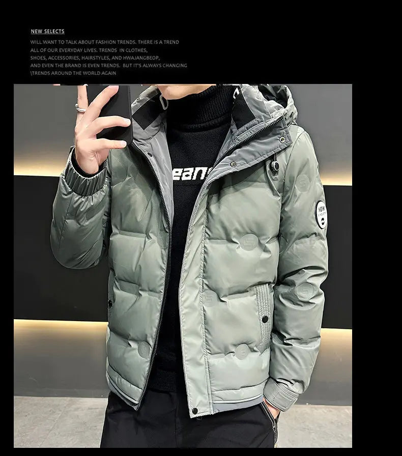 Hip Hop Men's Lightweight Hooded Down Jackets Winter Fashion Windbreaker Thick Warm Coats Outdoor Sport White Duck Down Jacket