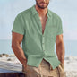 Men's Linen Blend Short Sleeve Button Down Shirt Casual Beach Top with Chest Pocket Breathable Lightweight Summer Shirts for Men