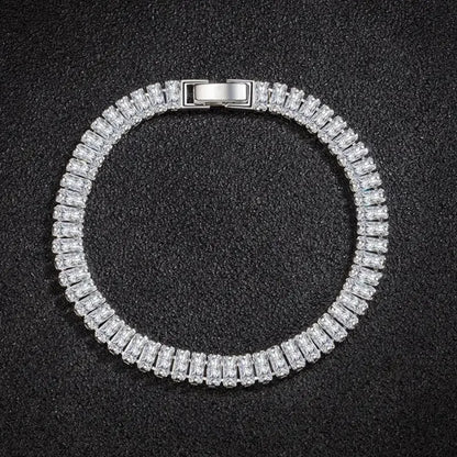 Noble 925 Sterling Silver Bracelet Elegant Zircon Crystal Fine Jewelry For Women Girl Engagement Wedding Glamour 18CM