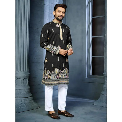 Muslim Kurtta Caftan Dubai Men'S Robe Long-Sleeved Ethnic Style Stand Collar Arabic Clothing National style Middle Eastern