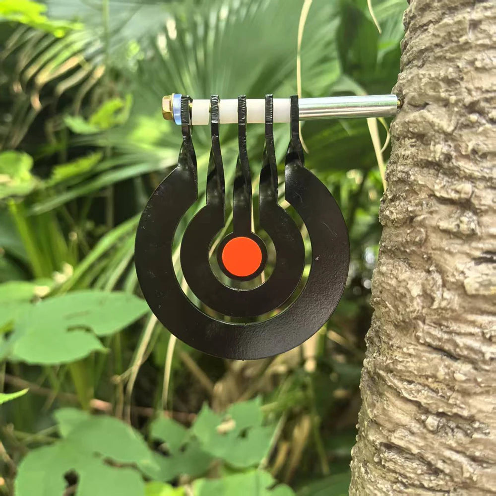 1Z-Shooting Practice with A Three - Ring Tree - Inserted Rotating Pendulum Target Made of 3 - Millimeter - Thick Metal