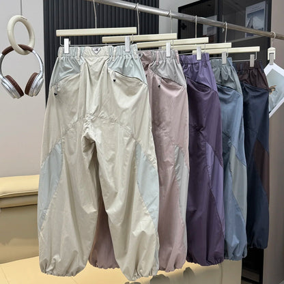 Men Women Splice Fashion Outdoor Loose Casual Lightweight Quick Dry Sports Cargo Baggy Pants Track Trouser Jogger Sweatpants