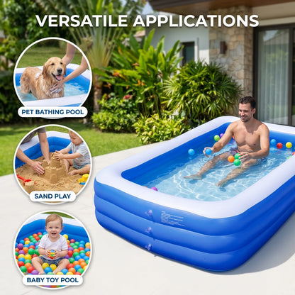 Foldable Inflatable Pool Thickened Family Swimming Pools Adult & Children Paddling Pool for Garden Backyard Summer Water Parties