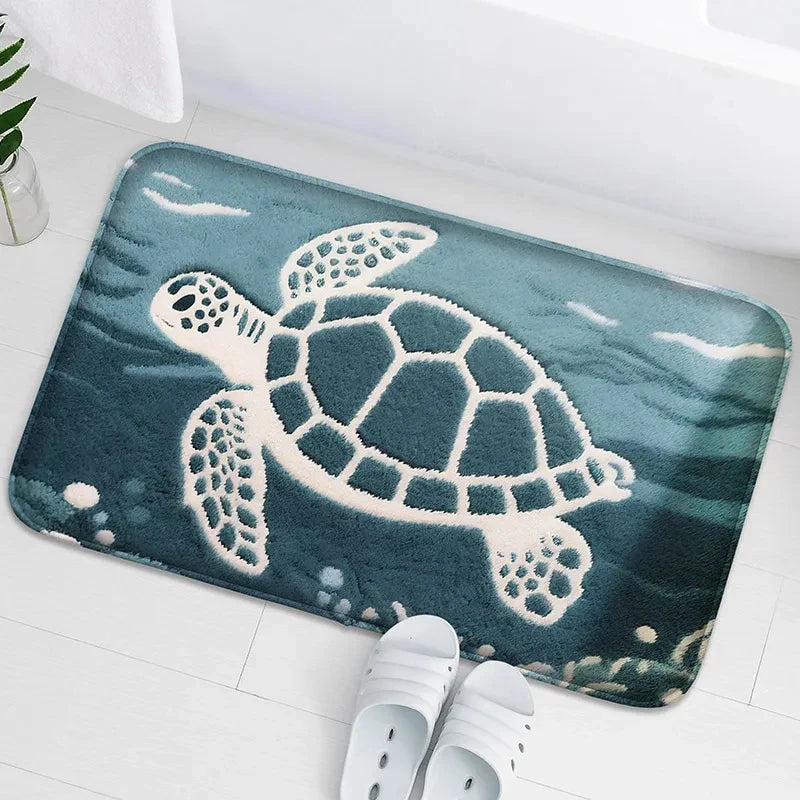 Turtle Bathroom Anti Slip Floor Mat Household Absorbent Foot Mat Mat Bathroom Small Carpet Soft and Comfortable Home Decorative