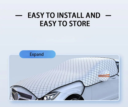 SEAMETAL Upgraded Car Window Snow Cover Large Size Windshield Snow Shield with Hood Cover Universal for Sedan Suv Hatchback