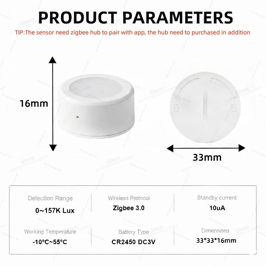 Zigbee Smart Light Sensor Illumiance Detector Real-Time LUX Brightness Monitoring Smart Home Automation For TUYA Smart Life Z2M