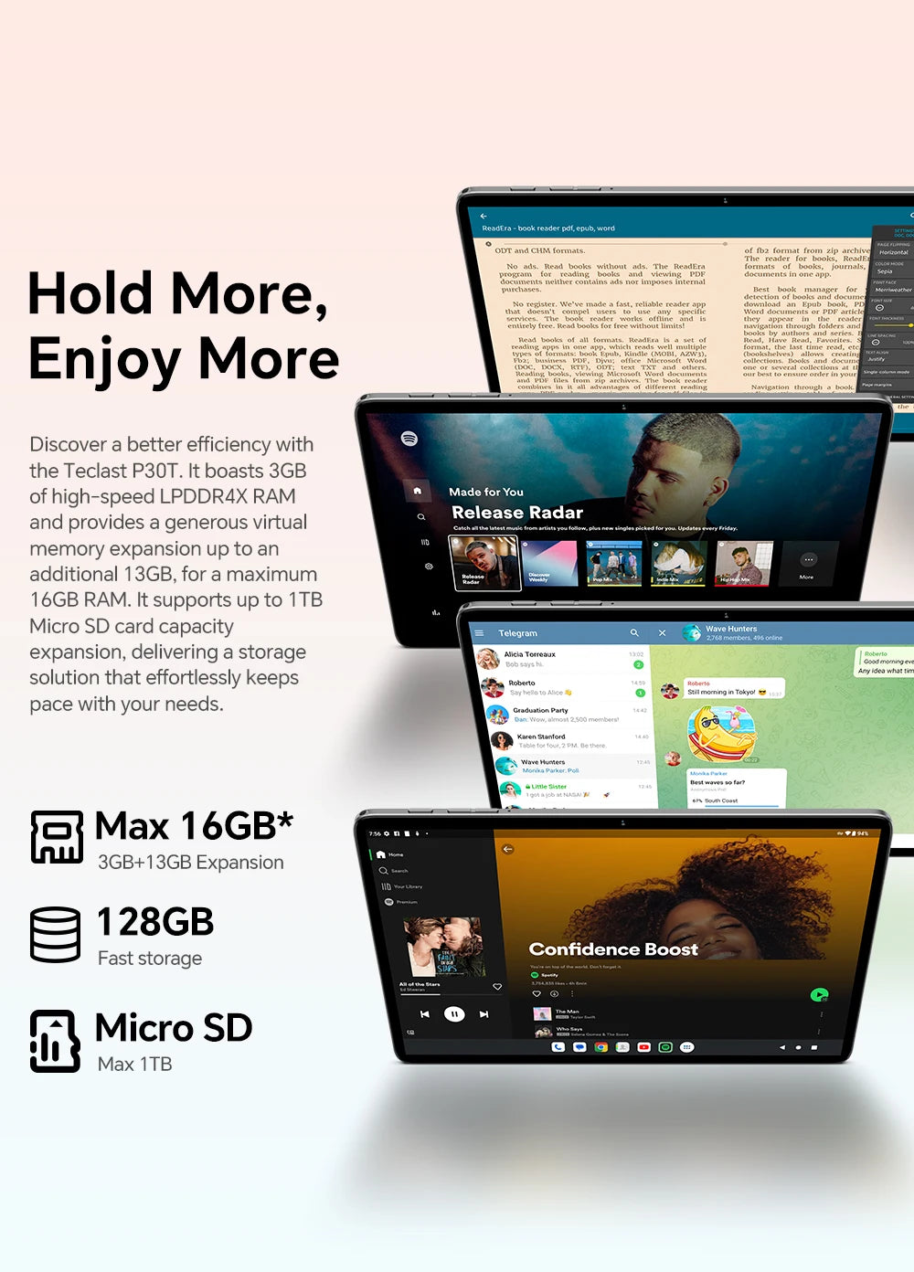 Teclast P30T Case 10.1" Tablet Ai Gemini Android 16 16Gb(3Gb+13Gb Expansion) Ram 128Gb Rom T7250 8-Core All-In-One Keyboard/Case/Mouse/Stylus/Earphones/Tablet Stand