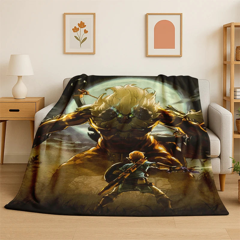 Classic Game Z-Zelda Cartoon Link Flannel Blanket Soft Warm Throw Blanket for Bedroom Living Room Bed Travel Camping Picnic