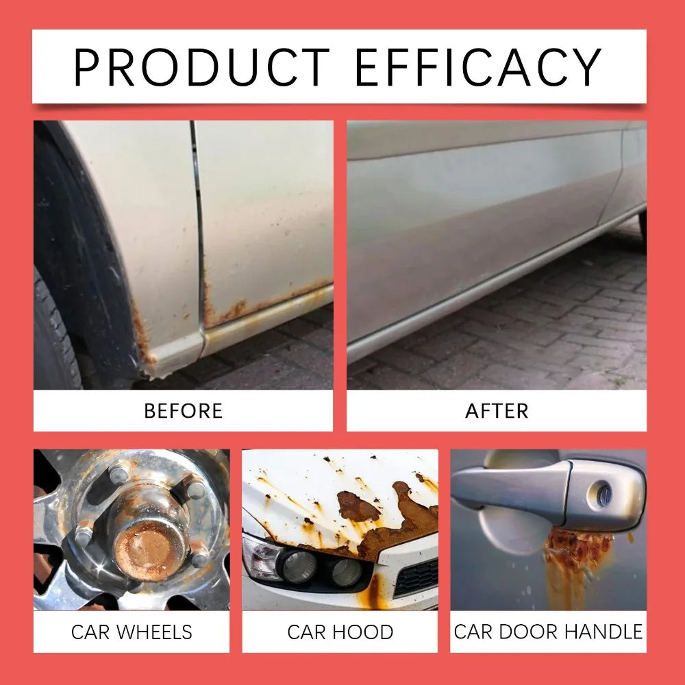Quick-Acting Car Rust Remover Spray - Care for Auto Exhaust Pipes & Wheel Hubs, Metal Iron Powder Cleaner