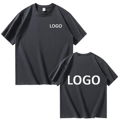 European Size 100% Pure Cotton Custom Men's T-Shirt Front and Back Logo Text Photos, Summer Breathable Short Sleeved Top2025