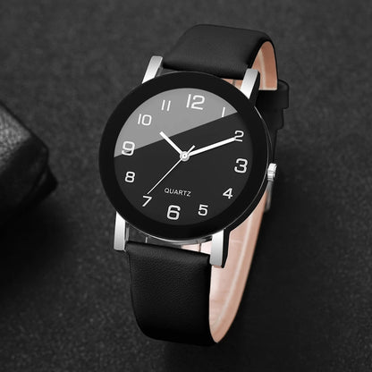1/2PCS Fashion Couple's Watches Leather Strap Wristwatch Men Women Casual Arabic Dial Quartz Watches (Without Box)