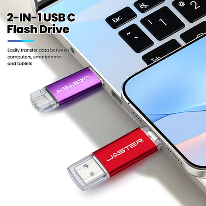 128GB High Speed TYPE C 2in1 USB Flash Drive 64GB Metal Pen Drive Smart Phone Car TV USB Stick 4GB 32GB Office Gift Memory Stick