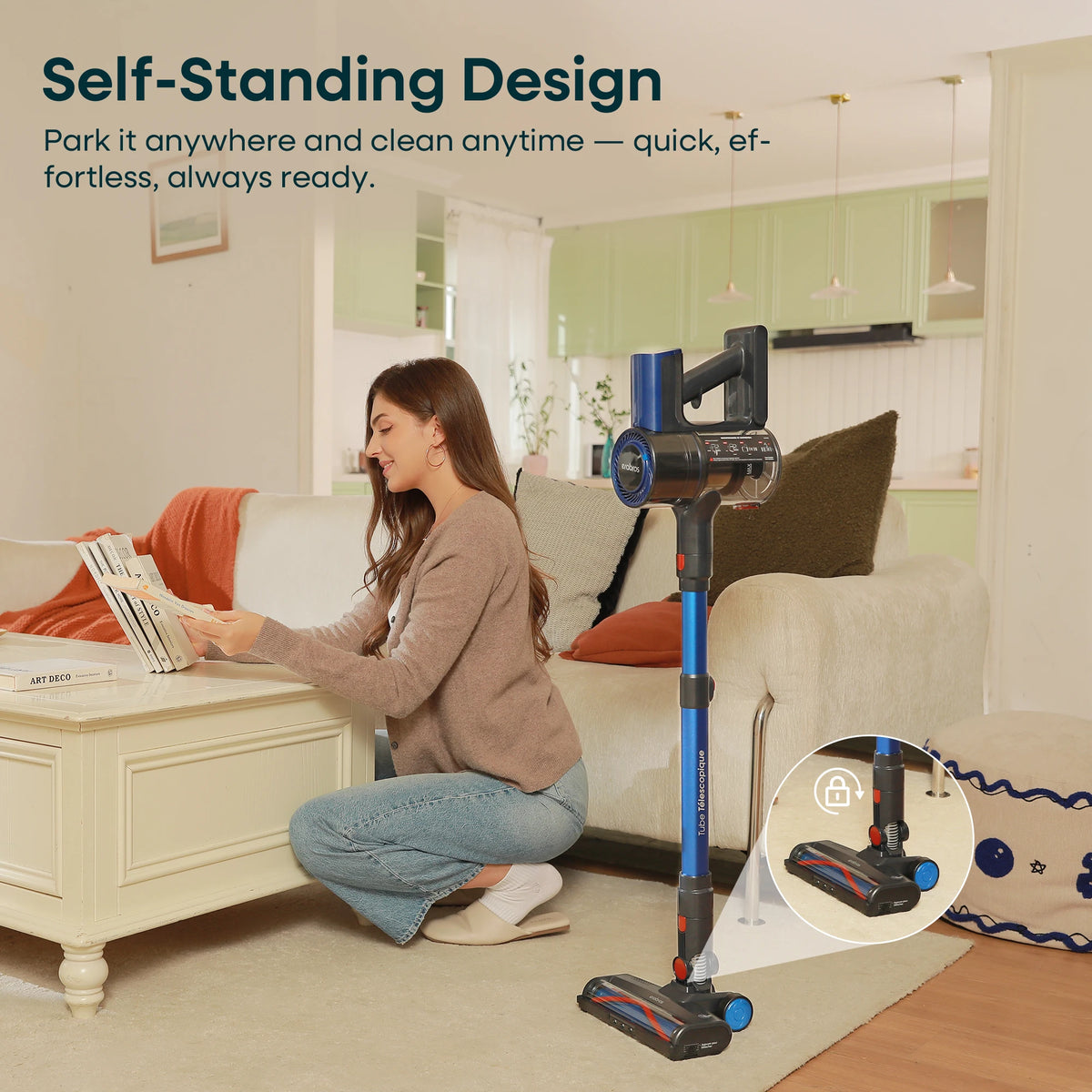 Erabros EV2 450W 55kpa Cordless Vacuum Cleaner High Suction Power Handheld Smart Home Cleaner Capacity LED Display Floor Carpet