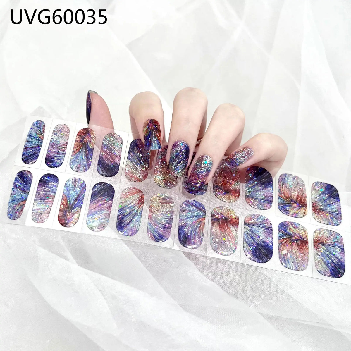 20/22Tips UV Semi cured Gel Nail Stickers Waterproof Long Lasting Full Gel Nail Wraps Press On Nail Decal DIY Manicure