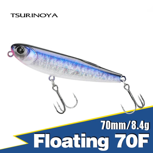 TSURINOYA FLICKER 70F Surface Fishing Lure Z Dog Floating Pencil 70mm 8.4g Chatter Artificial Hard Baits Trout Bass Pike Plug