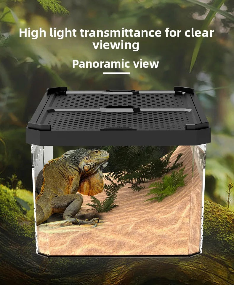 NOMOY Magnetic Sliding Lid Reptile Enclosure - Dual Opening Critter Cage for Crested Geckos, Frogs, Lizards, Snakes & Silkworms