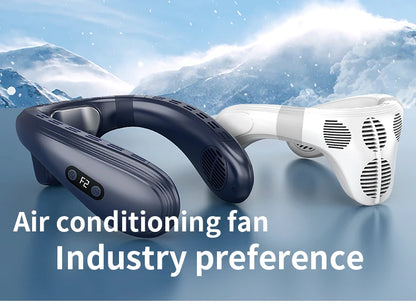 New Portable Neck Fan 5200mAh Neck Air Conditioner Rechargeable Semiconductor Cooling Fan Outdoor Personal Fan Wearable Cooler